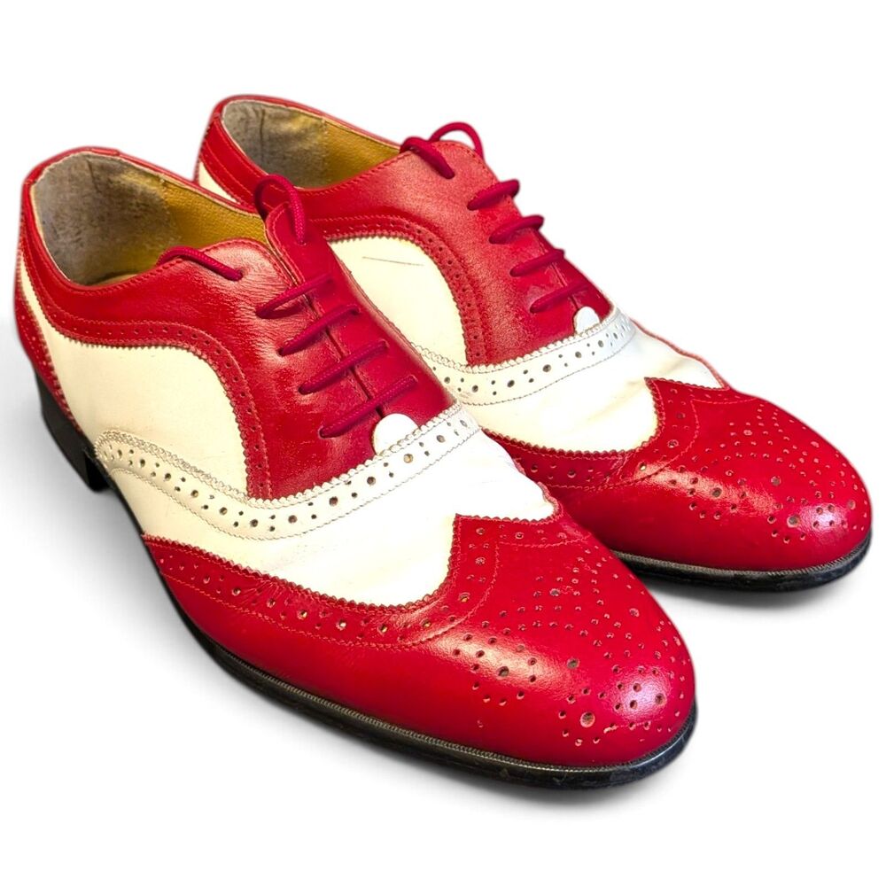 Donato Marrone Wing Tip Classic Red & White Leather Men's Size 9.5